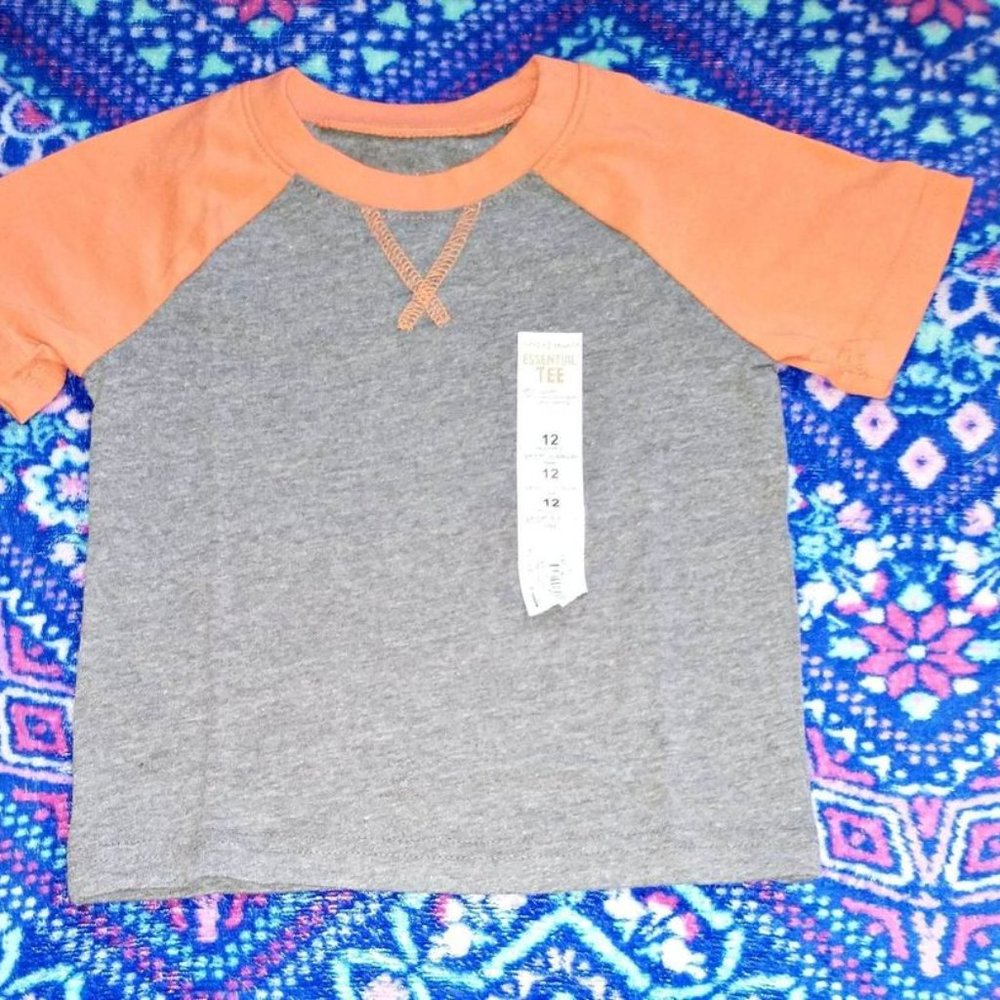 JUMPING BEANS baby boy t Shirt gray orange 12 month k-333